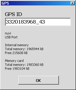Getting GPS ID and memory info with Mapwel
