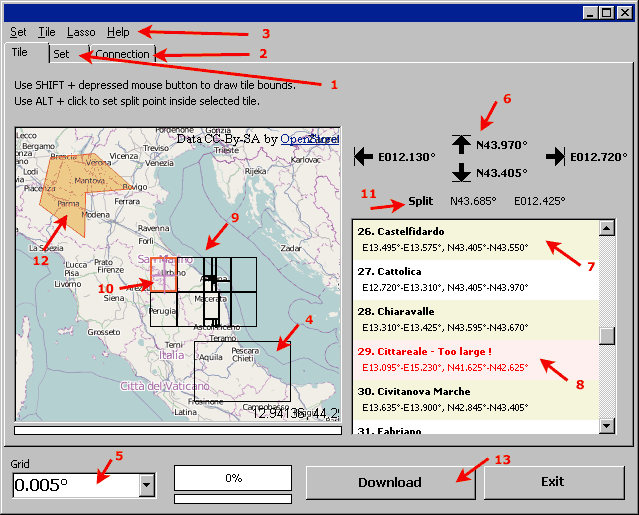 OSM downloader - controls