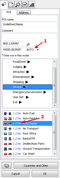 POI (Point of Interest) Tab