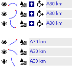 List of object: 3 pieces form a roundabout, 3 connected roads