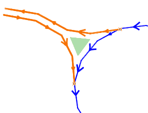 Roundabout with one-way connector roads