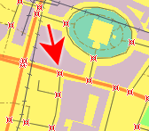 Intersection (junction) points of routable roads.