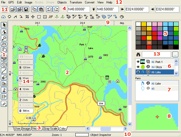 Layout of main window controls - screenshot