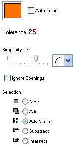 Trace Tool Controls: Color Tolerance, Vector Objects Simplicity, Selection Mode